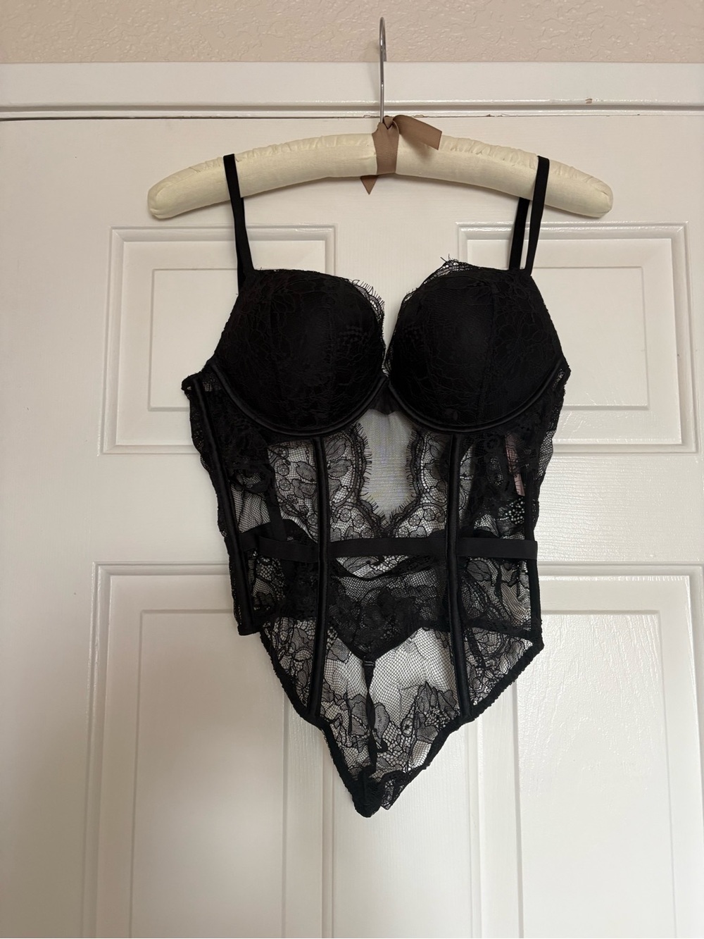 NWT Victoria's Secret Bombshell Black Lace Corset Bodysuit